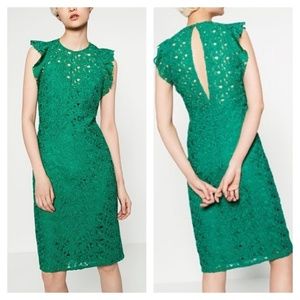 🔥SALE🔥 💚ZARA Guipure Lace Midi Dress in Green💚